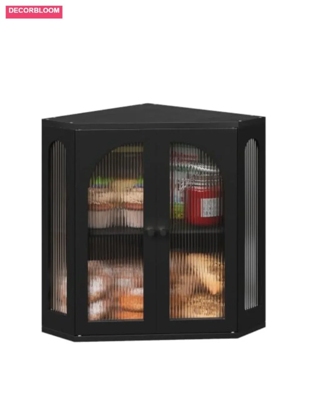 Corner Bread Box with Acrylic Windows, Bamboo Double Layer Kitchen Countertop